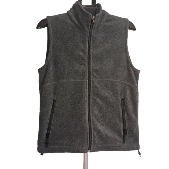 Columbia Dark Gray Fleece Vest Women’s Zip Pockets Size S Small - Picture 2 of 15